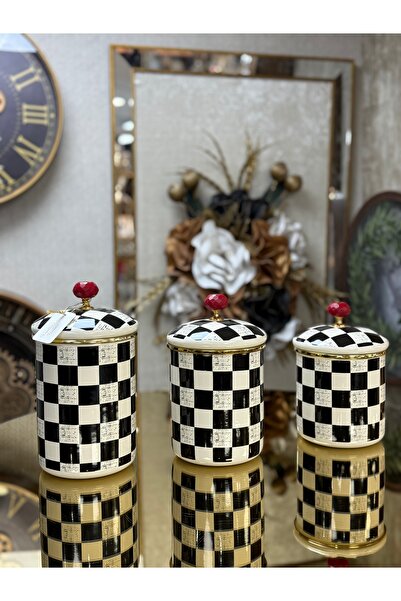 city gold PAÇİ 3'LÜ EMAYE DAMALI BAHARAT SETİ 10-12-14 CM