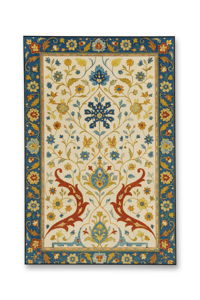 Rugs Modern Halı سجادة موسو زرقاء بنفسجية اللون بنمط زهور عرقية منسوجة بقاعدة...