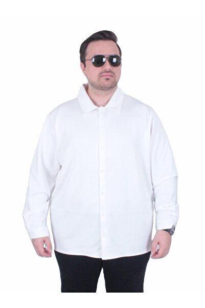 MocGrande Men's Plus Size Long Sleeve Shirt 25727 Ecru