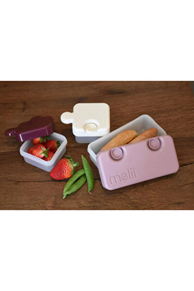 Melii Luxe Puzzle Bento Box, Pink Ivory, 3 Compartments