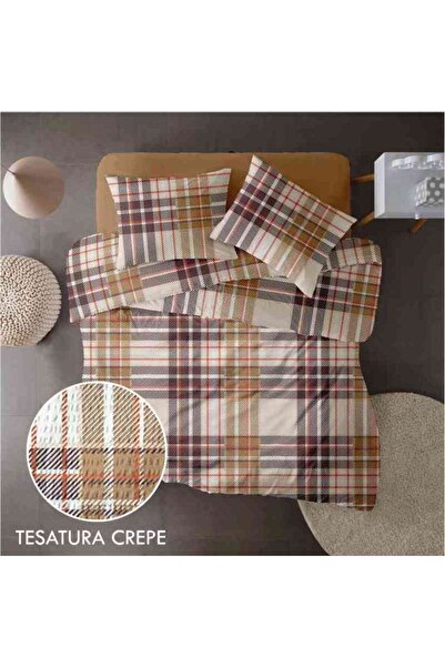 Dormisete DHome Crepe Cotton Bedding Set 240×250 + Duvet Cover 200×220 + 2 Pillowcases 50×70 (Light Brown)