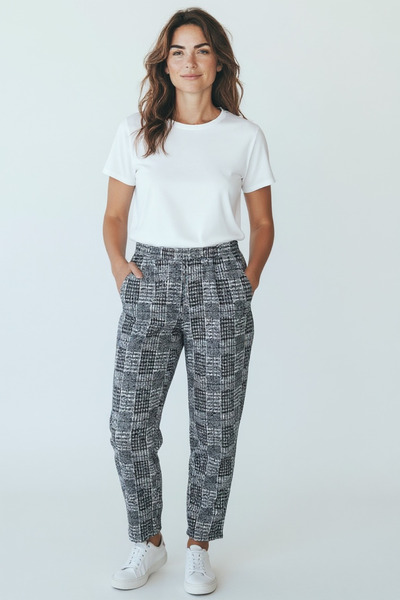 BİLGENS BUTİK Women's Winter Plaid Pattern Pants