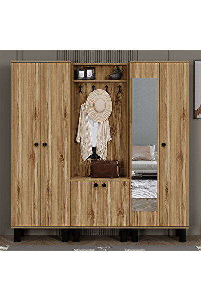 Kalender Dekor İzem-1-3-4 Bohem Ayaklı Aynalı Ayakkabılık Portmanto Vestiyer