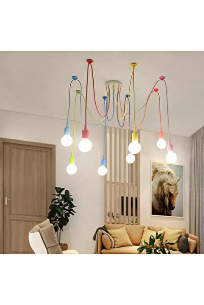Gonga Lustra Cu 6 Pendule E27, Model Spider, Multicolor, Gonga® Multicolor