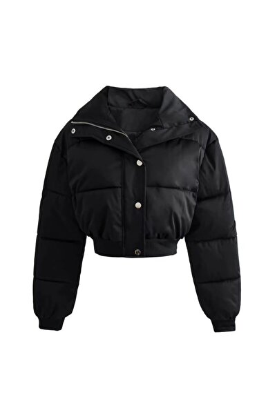 OEM Cropped Quilted Winter Puffer Jacket – Stand-Up Collar and Hidden Zipper