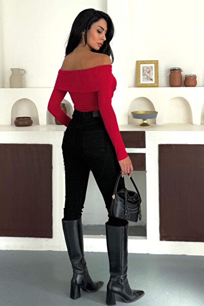 ZISHAN Women's Madonna Collar Knot Detail Long Sleeve Draped Blouse 10125