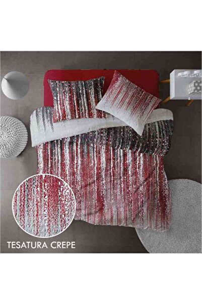 Dormisete DHome Crepe Crinkled Cotton Bedding Set 240x250 + 200x220 + 2x50x70 (Red-White)