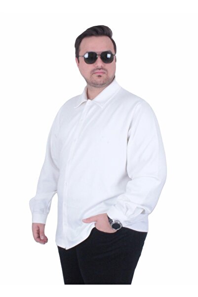 MocGrande Men's Plus Size Long Sleeve Shirt 25727 Ecru