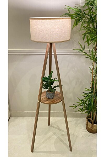 Turkish Home Wooden floor lamp with shelf, modern design - 150 cm