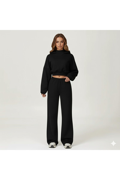OEM Set pantaloni de croi relaxat largă și hanorac scurt