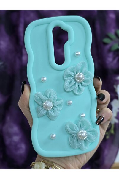 Magic Ring Oppo A5 2020 / A9 2020 Uyumlu Su Yeşili İnci & Tül Çiçekli Şık Tel...