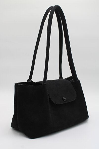 LASSO حقيبة يد وكتف نسائية من جلد النوبوك مع إغلاق مغناطيسي وتفاصيل أزرار داخلية