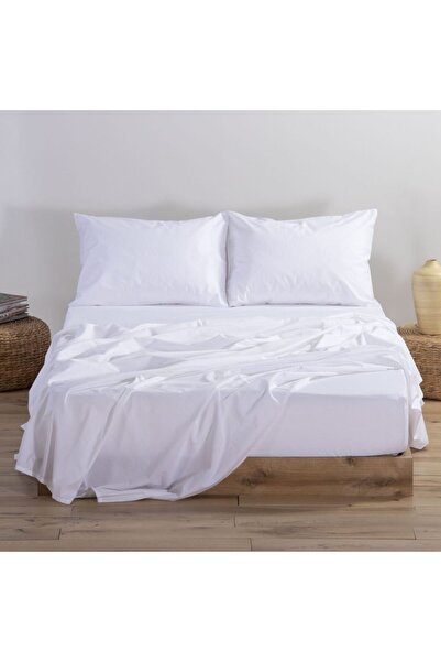 Nef Nef Homeware Fitted King Size Elastic Sheet 100% Cotton Nef-Nef Basic 180x200+35 cm White