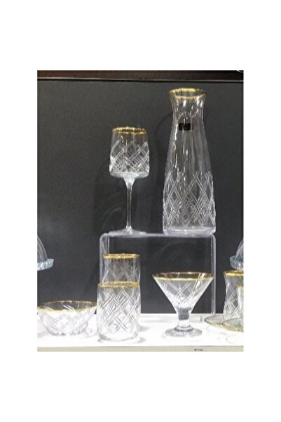 Efegil Set of 6 cups with saucers Rosana transparent-gold