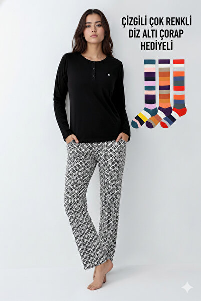 Pierre Cardin Women's Modal Pajamas + Striped Knee-High Socks with a Gift! Q9Rkl0Ykp6L9Y