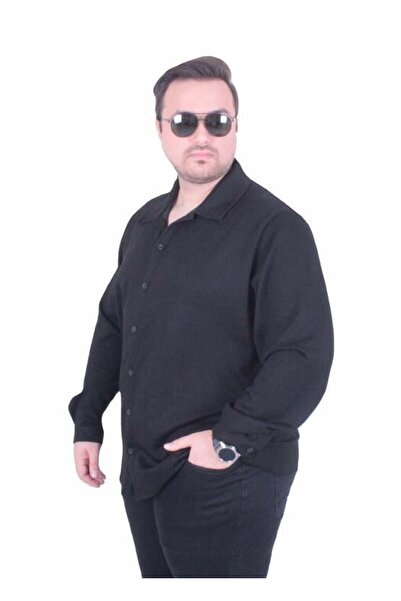 Starbattal Men's Plus Size Long Sleeve Shirt 25727 Black