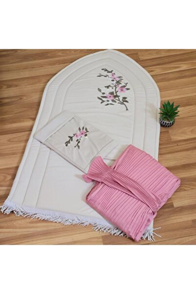 MAYAR طقم ٣ قطع شرشف صلاه مكسر سجاد فوم مطرز بيت مصحف