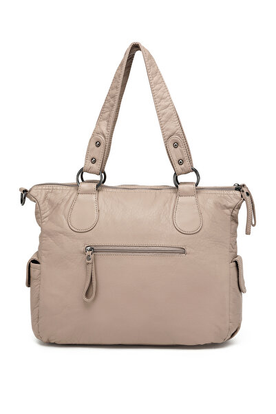 Hüvendo Multi-Pocket Daily Large Size Shopper Design Adjustable Strap Women's Shoulder Bag Light Mink