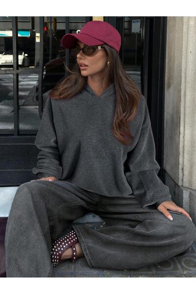 EYAX MODA Γυναικείο φούτερ με κουκούλα σε μεγάλο μέγεθος