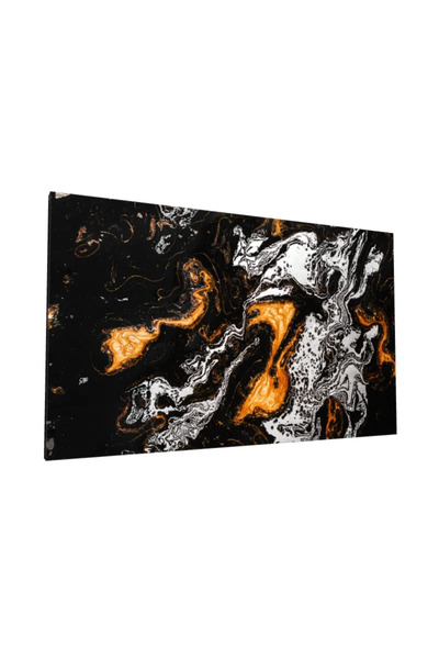 PozaTablou Pictură pe pânză: Vârtejuri aurii pe fundal negru 120x70 cm