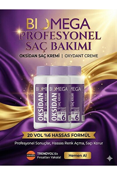BIOMEGA oksidan krem 20 volüm % 6-Beyaz kapama için (3 * 60 ml.) 3'lü Avantaj...