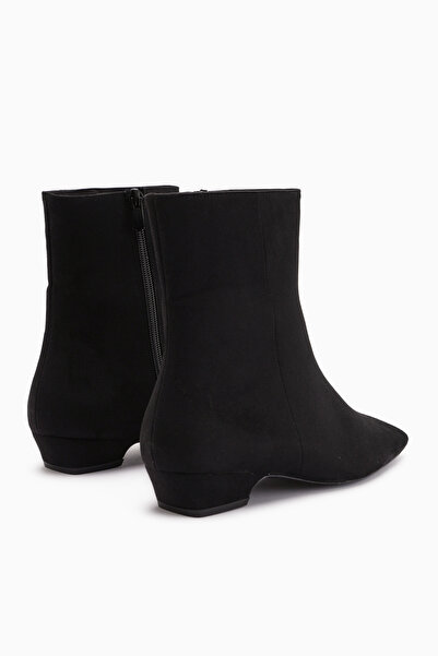 Limoya Grace Black Suede Short Heeled Blunt Toe Women's Boots
