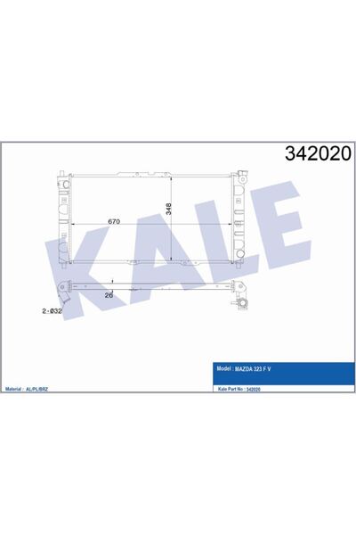 KALE Radyatör Mazda 323 F V 94-98 1.5 16V M () Al/Pl/Brz (1 Ad )