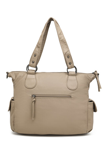 Hüvendo Multi-Pocket Daily Large Size Shopper Design Adjustable Strap Women's Shoulder Bag Light Mink