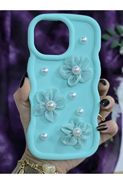 Magic Ring حافظة هاتف أنيقة متوافقة مع آيفون 16 برو ماكس بلون أخضر مائي مع زه...