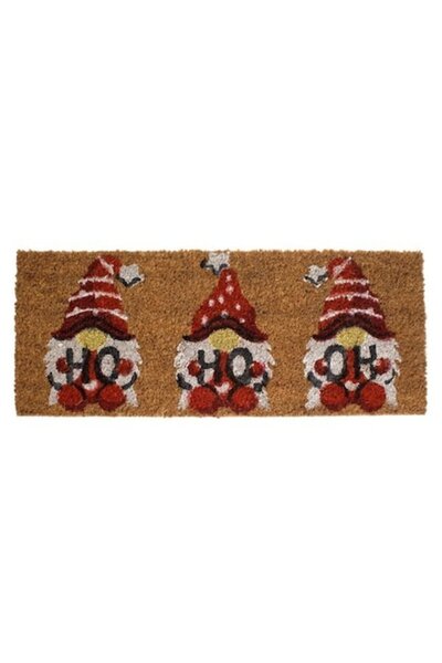 VENITIVO VINDEM CELOR INTELIGENTI Christmas Entrance Doormat HO HO HO, Gnome, Coir Fibers, 60x25cm, Brown