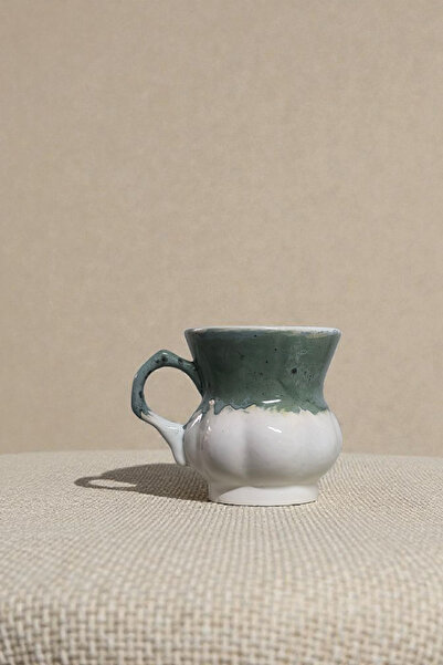 Sonmez Art كوب سيراميك مصنوع يدويًا بطلاء بالتنقيط – طلاء أخضر، تصميم خاص بأش...