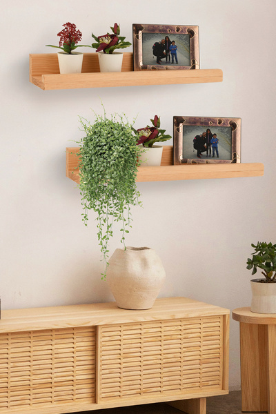 Trend Kitchen Lavento 2 Adet Ahşap Dekoratif 50 cm Çerçeve Ve Aksesuar Rafı