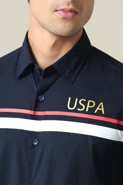 U.S. Polo Assn. Mens Black Horizontal Stripe Cotton Shirt