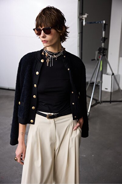 Missemramiss Misssemramiss 4938 Button Detail Midi Knitwear Cardigan