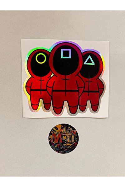 sticker Squid Game 10x10Cm Folyo Kaplama-Araba Motosiklet Kask Modifiye Ve Ak...