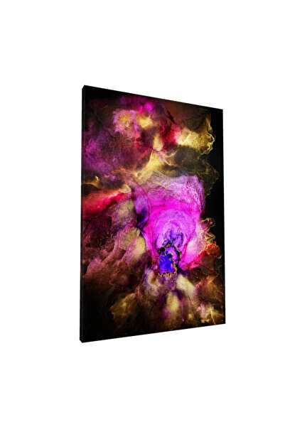 PozaTablou Pictură pe pânză: Explozie de culori în tonuri aurii și roz 70x100 cm