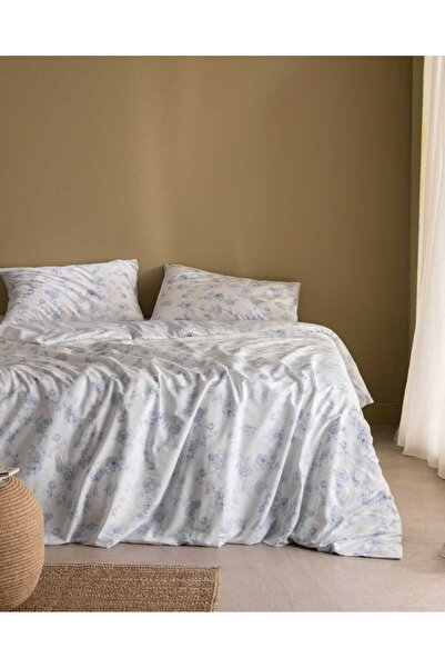 Madame Coco Tiny Çift Kişilik %100 Pamuk Ranforce Baskılı Nevresim Takımı - Mavi