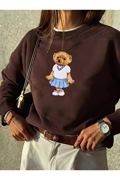 Bengi Clothing Φούτερ Teddy Bear με τύπωμα από λευκό οργανικό βαμβάκι