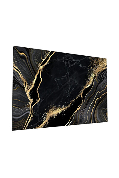 PozaTablou Pictură pe pânză: Textură abstractă cu auriu și negru 100x70 cm