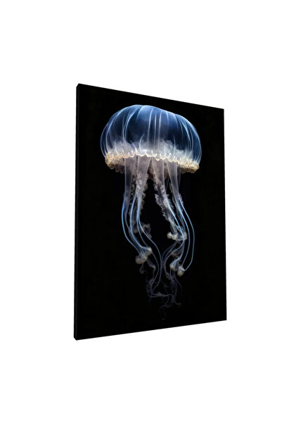 PozaTablou Tablou pe pânză: Meduză luminoasă în apă neagră 50x70 cm