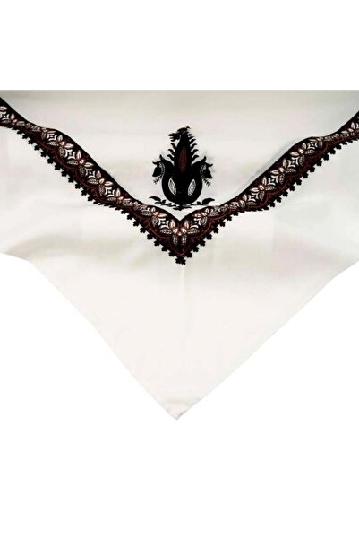 Drosh شال شتوي مطرز بروجيه - بني