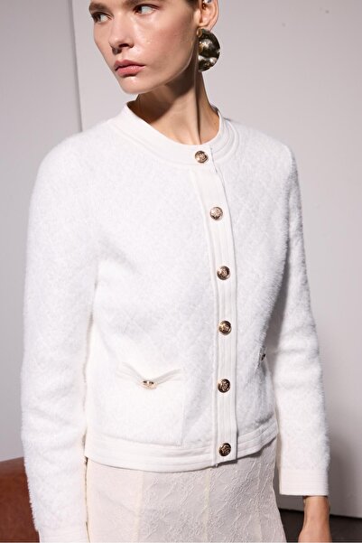 Missemramiss Misssemramiss 4938 Button Detail Midi Knitwear Cardigan