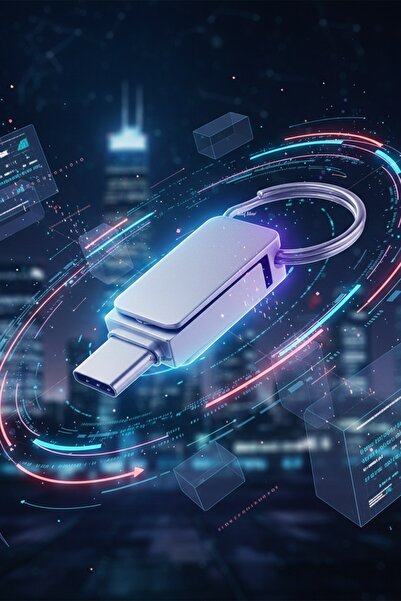 SEDEF SİLVER ذاكرة فلاش USB بسعة 32 جيجابايت من نوع Type-C مع حلقة مفاتيح مزدوجة الإدخال متوافقة مع الهاتف