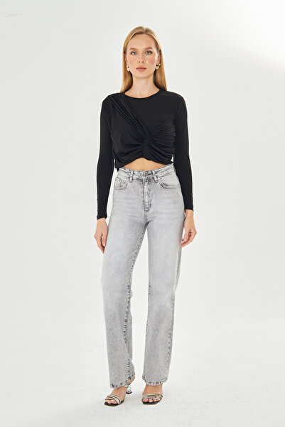 let s shine Shoulder and Side Tie Drawstring Sandy Blouse - 736