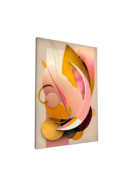 PozaTablou Pictură pe pânză — Compoziție geometrică în roz și auriu, 50x70 cm