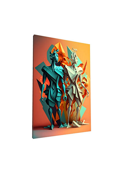 PozaTablou Pictură pe pânză: Figuri abstracte în tonuri de albastru și portoc...