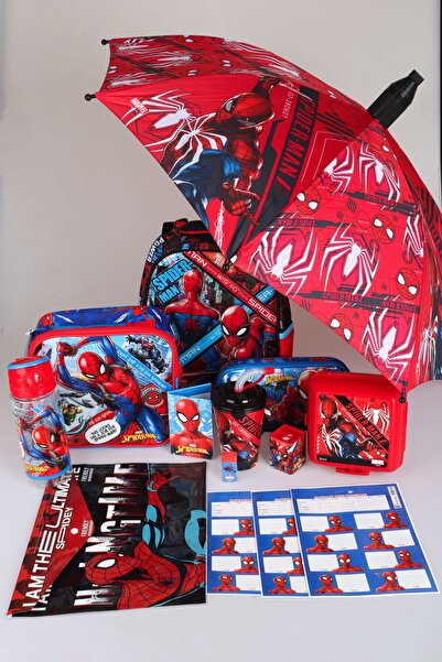 SPIDERMAN Dekomus Licensed Umbrella with Case, Single Compartment, Small Size 32 Cm, Kindergarten, Nutrition and K