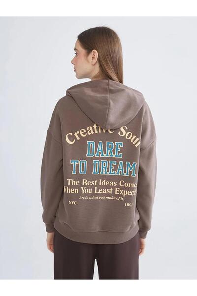 LC Waikiki με τύπωμα oversized Γυναικεία χοντρή κουκούλα (W5)