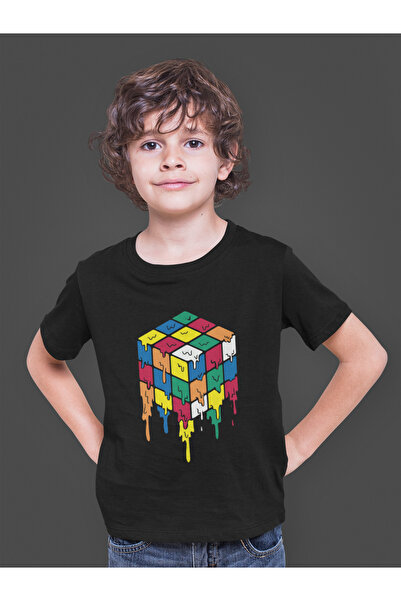 Bumeta Cubul inteligent Combinație colorată Fluid cu imprimeu Copii tricou