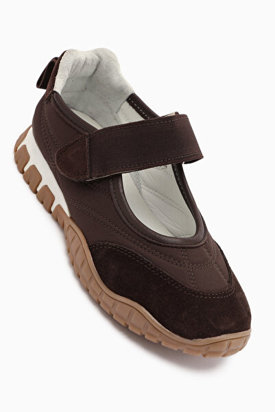 Limoya Nora Brown Fur Velcro Sports Ballerinas